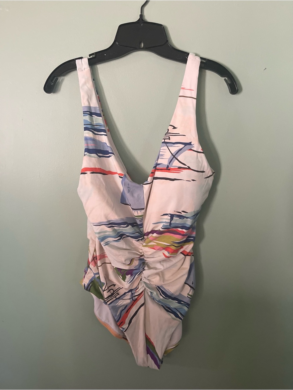 Calia size 16 woman’s White Multicolor Patterned One-Piece Swimsuit